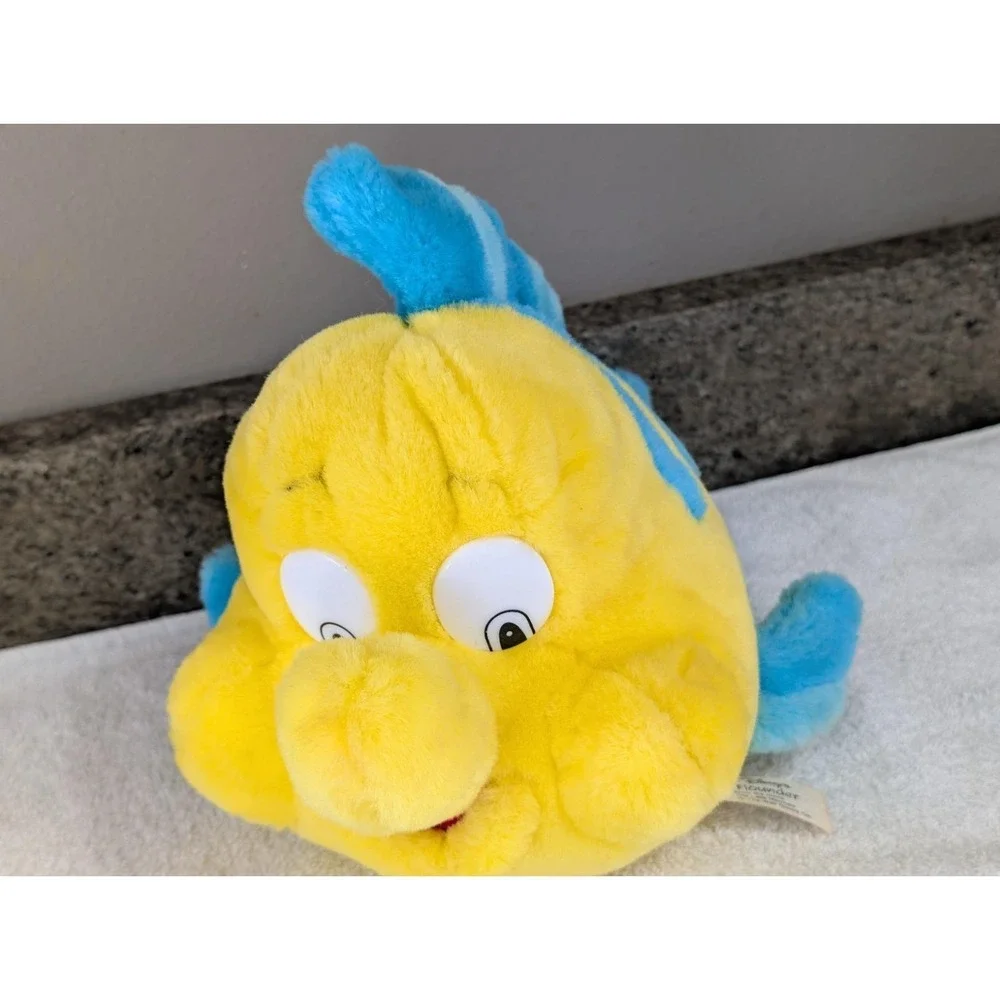 VINTAGE rare PLUSH ORIGINAL LITTLE MERMAID 1991 TYCO FLOUNDER FISH  DISNEY
